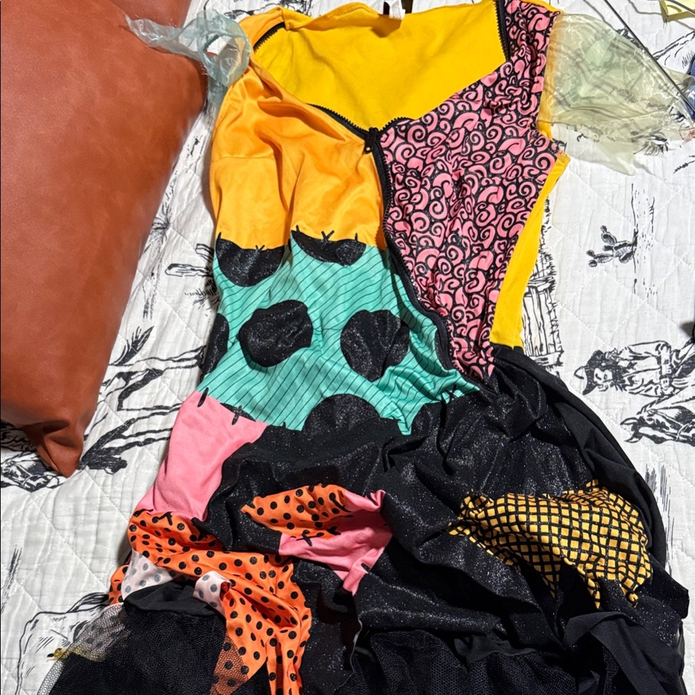 Disney Colorful Patchwork Dress Sally - Yellow, Orange, Pink, Green, Black